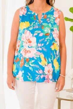 Tropical Dreamin' Tank, Blue 14 Tropical Dreamin' Tank, Blue -Chic Soul Store TropicalDreaminTank Blue 2