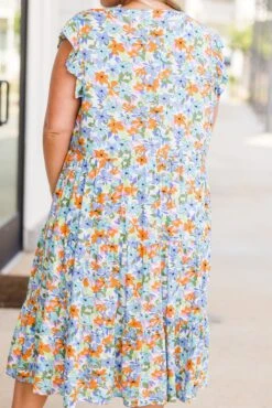 Tropical Oasis Midi Dress, Blue -Chic Soul Store TropicalOasisMidiDress Purple3