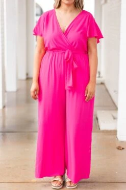 Try Not To Stare Jumpsuit, Hot Pink -Chic Soul Store TryNotToStareJumpsuit HotPink 0201