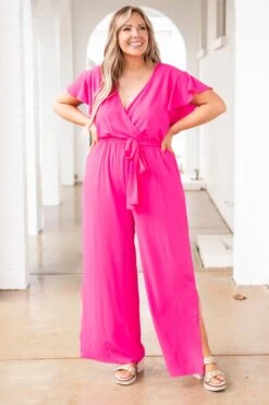 Try Not To Stare Jumpsuit, Hot Pink -Chic Soul Store TryNotToStareJumpsuit HotPink 0205