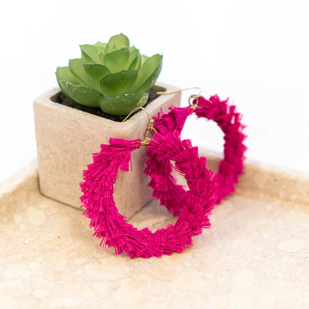 Twirl Around Earrings, Magenta 5 Twirl Around Earrings, Magenta - Image 3