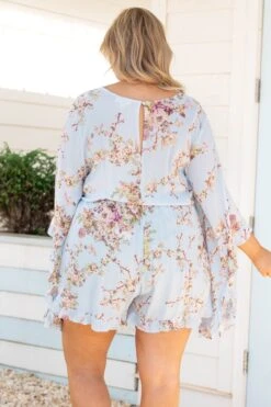 Twisted Memories Romper, Light Blue -Chic Soul Store TwistedMemoriesRomper LightBlue 0370
