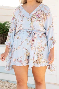 Twisted Memories Romper, Light Blue -Chic Soul Store TwistedMemoriesRomper LightBlue 0371