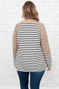 Two Of Me Top, Ivory-Charcoal -Chic Soul Store TwoOfMeTop Ivory Charcoal 8976