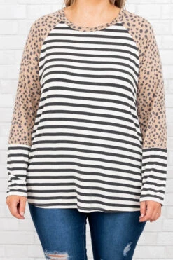 Two Of Me Top, Ivory-Charcoal -Chic Soul Store TwoOfMeTop Ivory Charcoal 8977