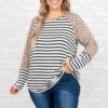 Two Of Me Top, Ivory-Charcoal 2 Two Of Me Top, Ivory-Charcoal -Chic Soul Store TwoOfMeTop Ivory Charcoal 8978