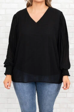 Unwritten Moments Blouse, Black -Chic Soul Store UnwrittenMomentsBlouse Black 3675
