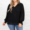 Unwritten Moments Blouse, Black -Chic Soul Store UnwrittenMomentsBlouse Black 3678