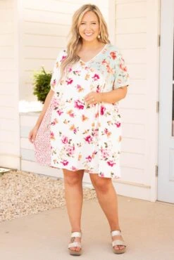 Upscale Tea Party Dress, Ivory Multi -Chic Soul Store UpscaleTeaPartyDress IvoryMulti 9657