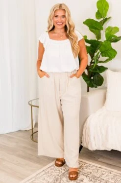 Vacay All Day Pants, Oatmeal -Chic Soul Store VacayAllDayPants Oatmeal 5