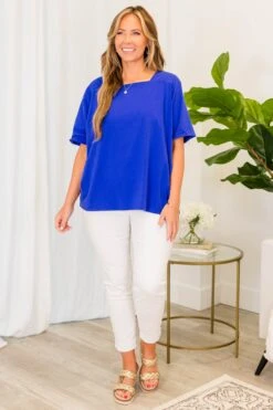 Vivid Imagination Top, Royal Blue 11 Vivid Imagination Top, Royal Blue -Chic Soul Store VividImaginationTop RoyalBlue 4