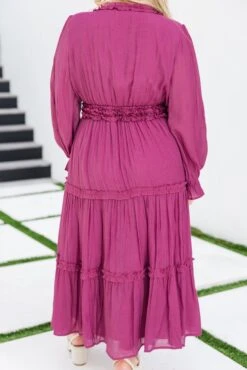 Vivid Palms Dress, Plum -Chic Soul Store VividPlamsDress Plum1