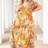 Walking Through Flowers Dress, Orange
