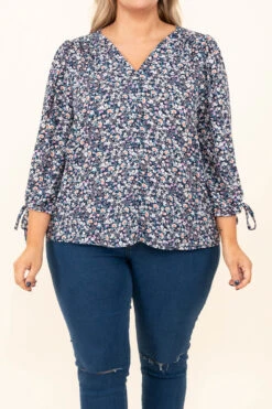 Walking Through Gardens Top, Navy -Chic Soul Store WalkingThroughGardensTop Navy 7525