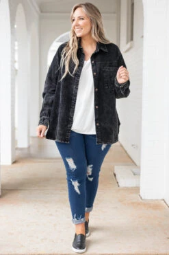 Warmhearted Welcomes Shacket, Black -Chic Soul Store WarmheartedWelcomesShacket Black 9526