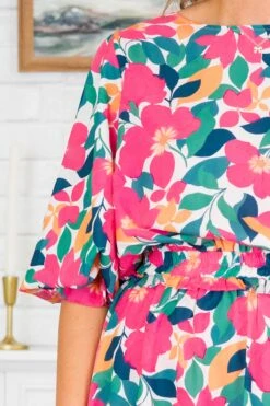 Warming Up To You Romper, Fuchsia Multi -Chic Soul Store WarmingUpToYouRomper Fuschia Multi 4