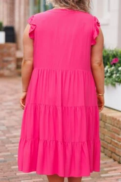 Wasting Your Time Midi Dress, Hot Pink -Chic Soul Store WastingYourTimeMidiDress HotPink 1