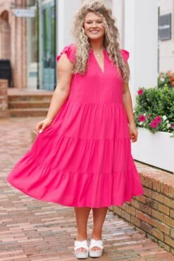 Wasting Your Time Midi Dress, Hot Pink -Chic Soul Store WastingYourTimeMidiDress HotPink 5