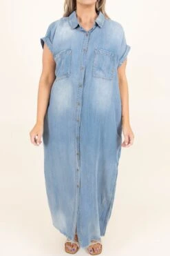 Watch Me Win Dress, Denim -Chic Soul Store WatchMeWinDress Denim Kim 1