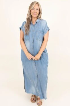 Watch Me Win Dress, Denim -Chic Soul Store WatchMeWinDress Denim Kim 4