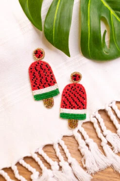 Watermelon Pops Earrings, Red