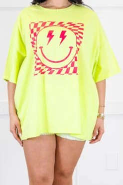 Watermelon Sugar Smiles Boyfriend Tee, Neon Lime -Chic Soul Store WatermelonSugarSmilesBoyfriendTee NeonLime 2