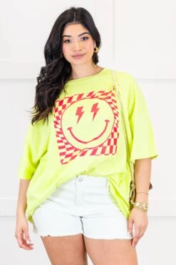 Watermelon Sugar Smiles Boyfriend Tee, Neon Lime