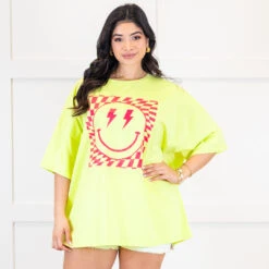 Watermelon Sugar Smiles Boyfriend Tee, Neon Lime -Chic Soul Store WatermelonSugarSmilesBoyfriendTee NeonLime 6