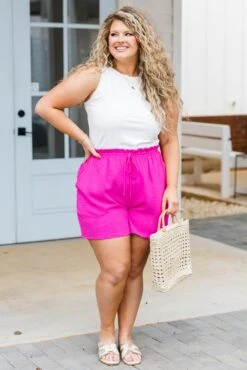 Weekend Wardrobe Short, Fuchsia -Chic Soul Store WeekendWardrobeShort Fuchsia 6