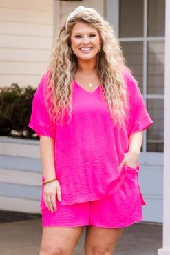 Weekend Wardrobe Short, Ultra Pink -Chic Soul Store WeekendWardrobeShort UltraPink 2