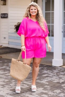 Weekend Wardrobe Short, Ultra Pink -Chic Soul Store WeekendWardrobeShort UltraPink 4