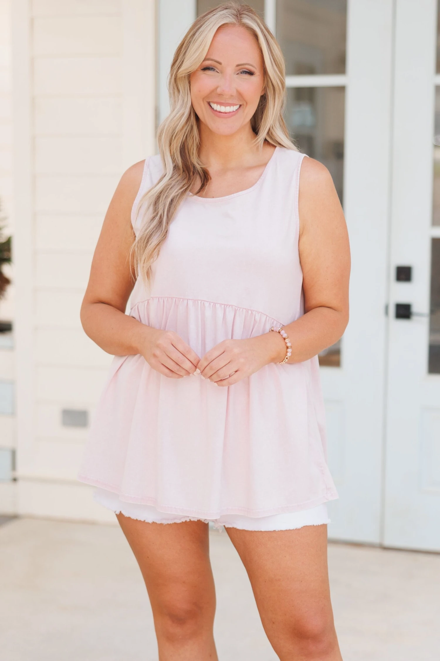 Weekender Acid Wash Babydoll, Light Pink 3 Weekender Acid Wash Babydoll, Light Pink