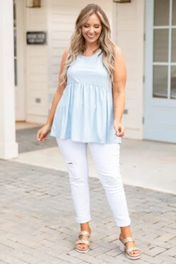 Weekender Babydoll Dotted, Dusty Blue 8 Weekender Babydoll Dotted, Dusty Blue -Chic Soul Store WeekenderBabydollDotted DustyBlue 0465