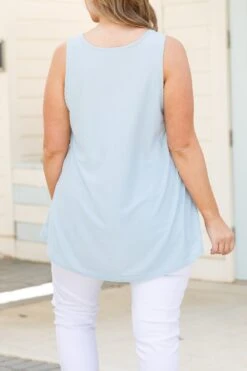 Weekender Dotted Tank, Dusty Blue 11 Weekender Dotted Tank, Dusty Blue -Chic Soul Store WeekenderDottedTank DustyBlue 1