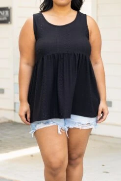 Weekender Eyelet Babydoll, Black -Chic Soul Store WeekenderEyeletBabydoll Black 9