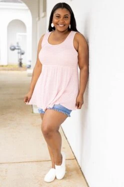 Weekender Waffle Babydoll Stripe, Pink -Chic Soul Store WeekenderWaffleBabydollStripe Pink 7257