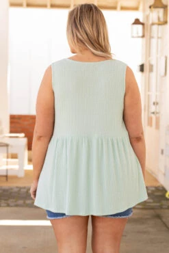 Weekender Waffle Babydoll, Mint -Chic Soul Store WeekenderWaffleBabydoll Mint 3828