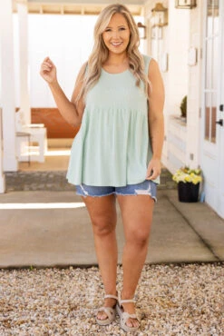 Weekender Waffle Babydoll, Mint -Chic Soul Store WeekenderWaffleBabydoll Mint 3833