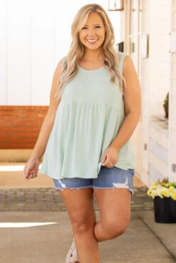 Weekender Waffle Babydoll, Mint -Chic Soul Store WeekenderWaffleBabydoll Mint 3836