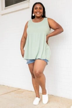 Weekender Waffle Babydoll, Mint -Chic Soul Store WeekenderWaffleBabydoll Mint 7286