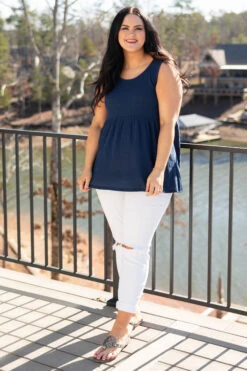 Weekender Waffle Babydoll, Navy -Chic Soul Store WeekenderWaffleBabydoll Navy