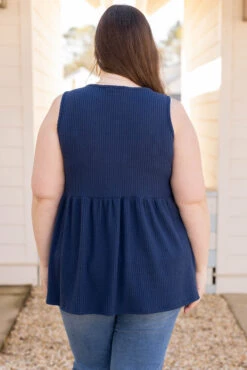 Weekender Waffle Babydoll, Navy -Chic Soul Store WeekenderWaffleBabydoll Navy 3697