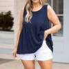 Weekender Waffle Babydoll, Navy -Chic Soul Store WeekenderWaffleBabydoll Navy 7430