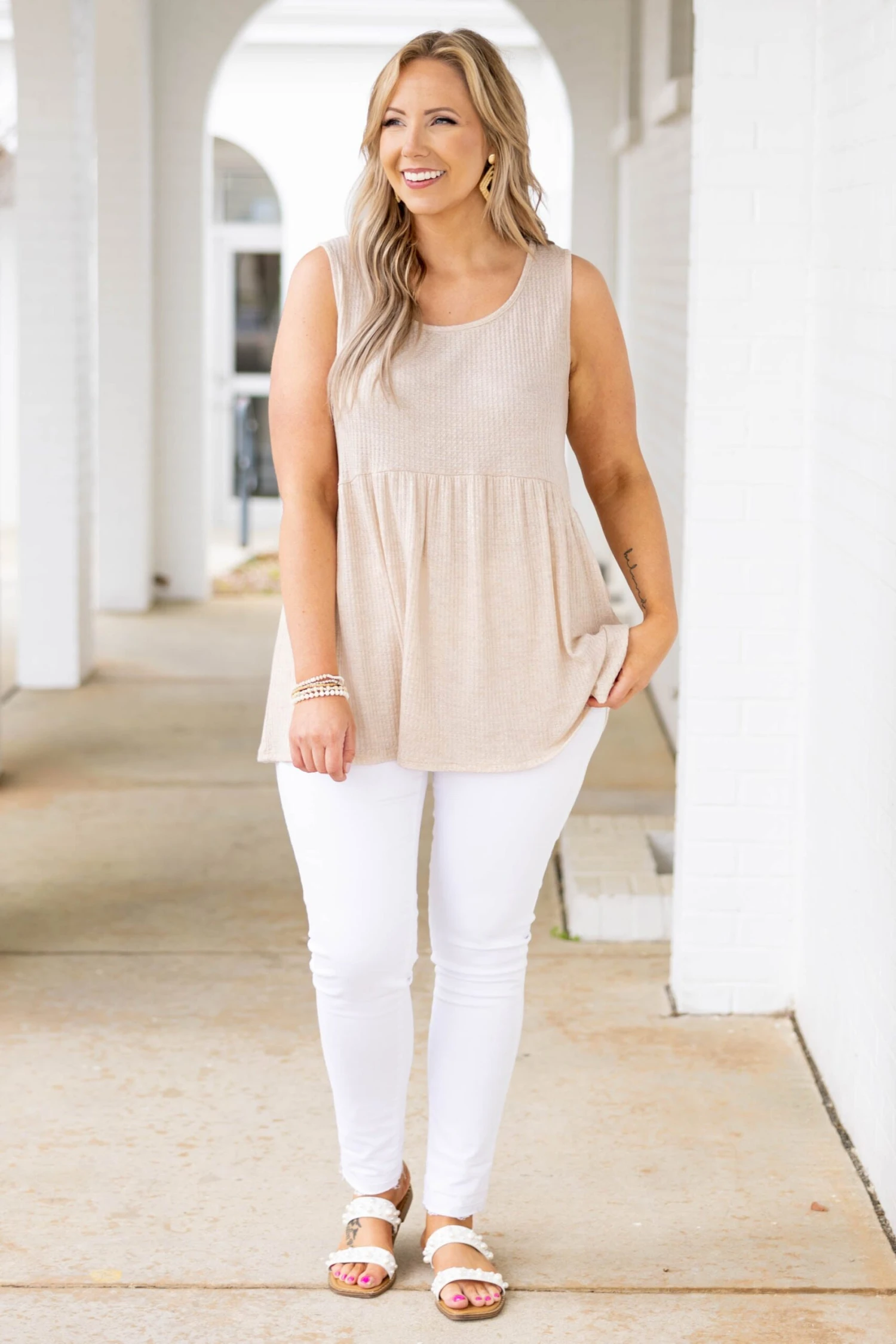 Weekender Waffle Babydoll, Oatmeal 4 Weekender Waffle Babydoll, Oatmeal - Image 2