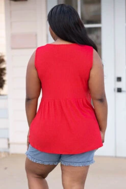 Weekender Waffle Babydoll, Red -Chic Soul Store WeekenderWaffleBabydoll Red 2