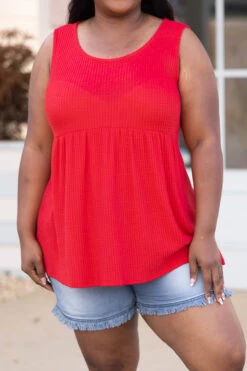 Weekender Waffle Babydoll, Red -Chic Soul Store WeekenderWaffleBabydoll Red