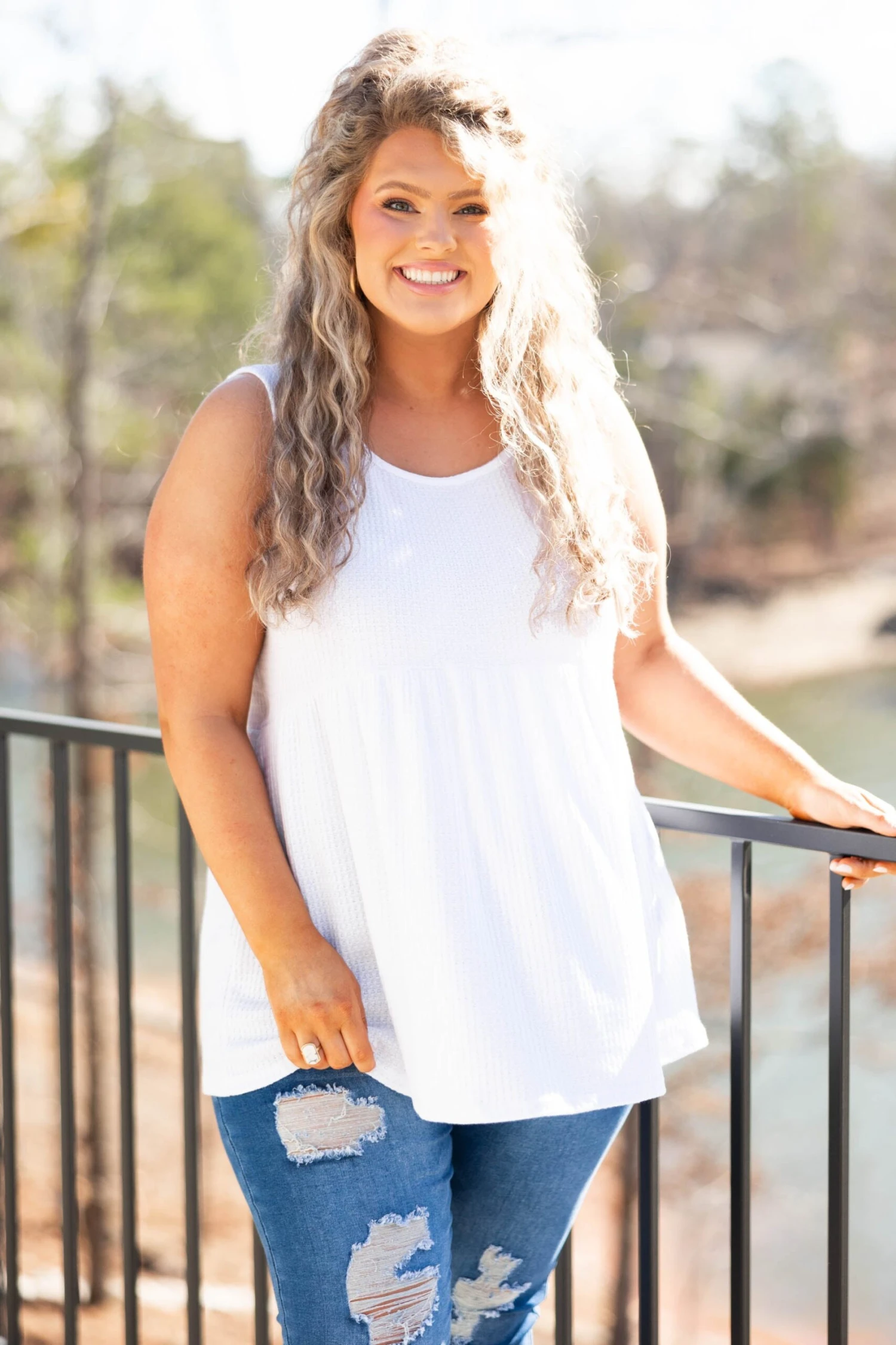 Weekender Waffle Babydoll, White 4 Weekender Waffle Babydoll, White - Image 2