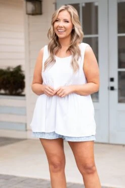 Weekender Waffle Babydoll, White 27 Weekender Waffle Babydoll, White -Chic Soul Store WeekenderWaffleBabydoll White 7313