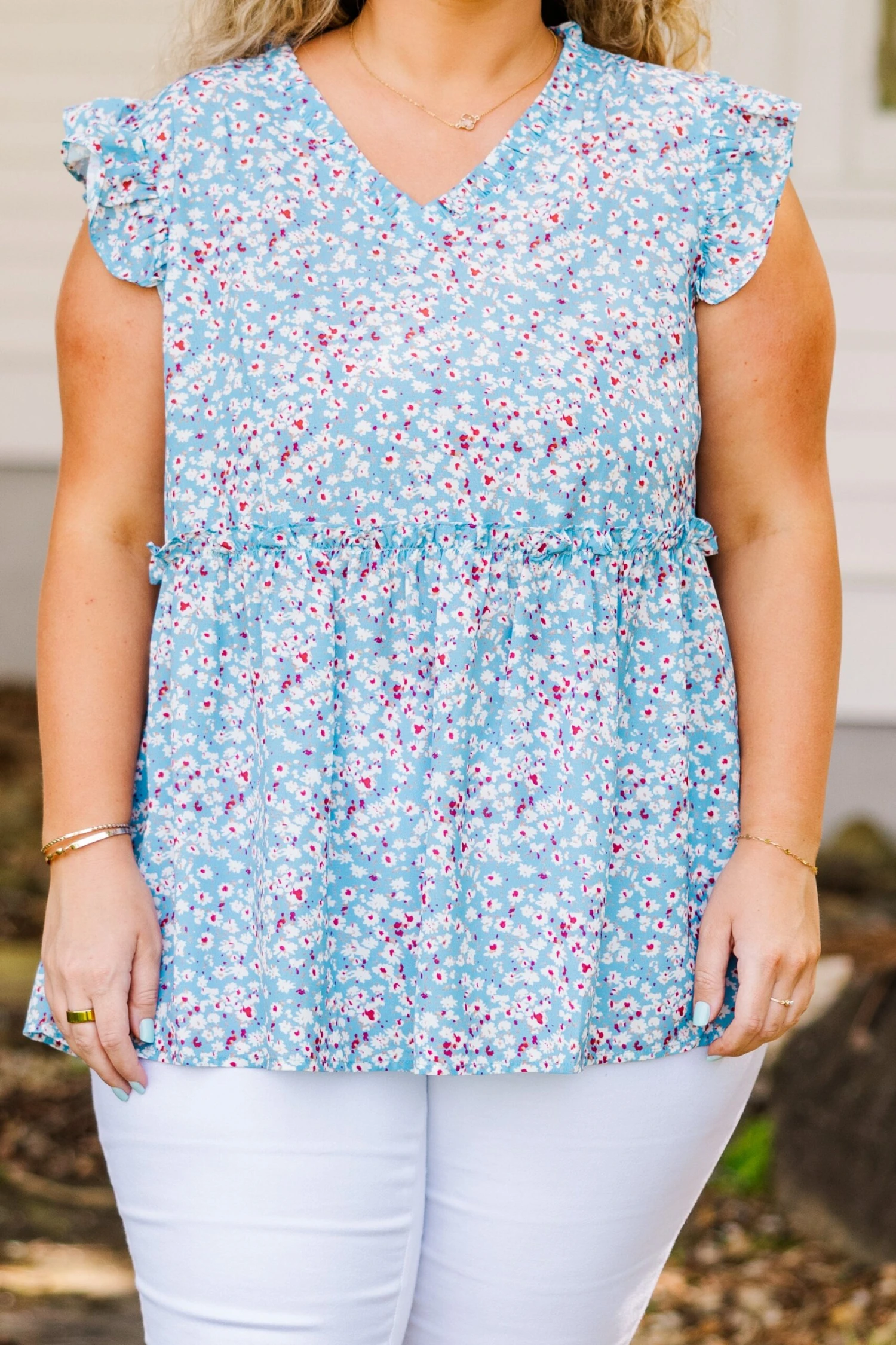 Whimsical Wildflower Top, Blue 8 Whimsical Wildflower Top, Blue - Image 6