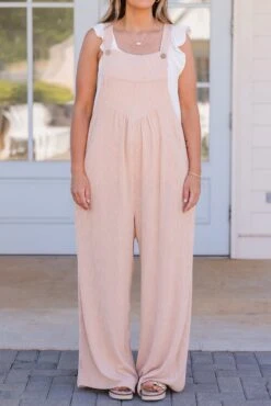 Whirlwind Wonder Jumpsuit, Taupe -Chic Soul Store WhirlwindWonderOveralls Taupe 2